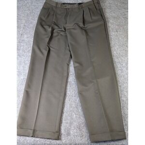 Savane Pants Mens 40 x 32 Dark Brown Cotton Comfort Plus Pleated Cuffed EUC